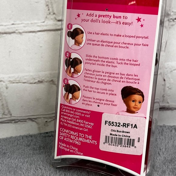 American Girl Doll Dos Chic Bun Clip in Chignon Wig 2013 Brown Hair 18" Dolls - Picture 4 of 5
